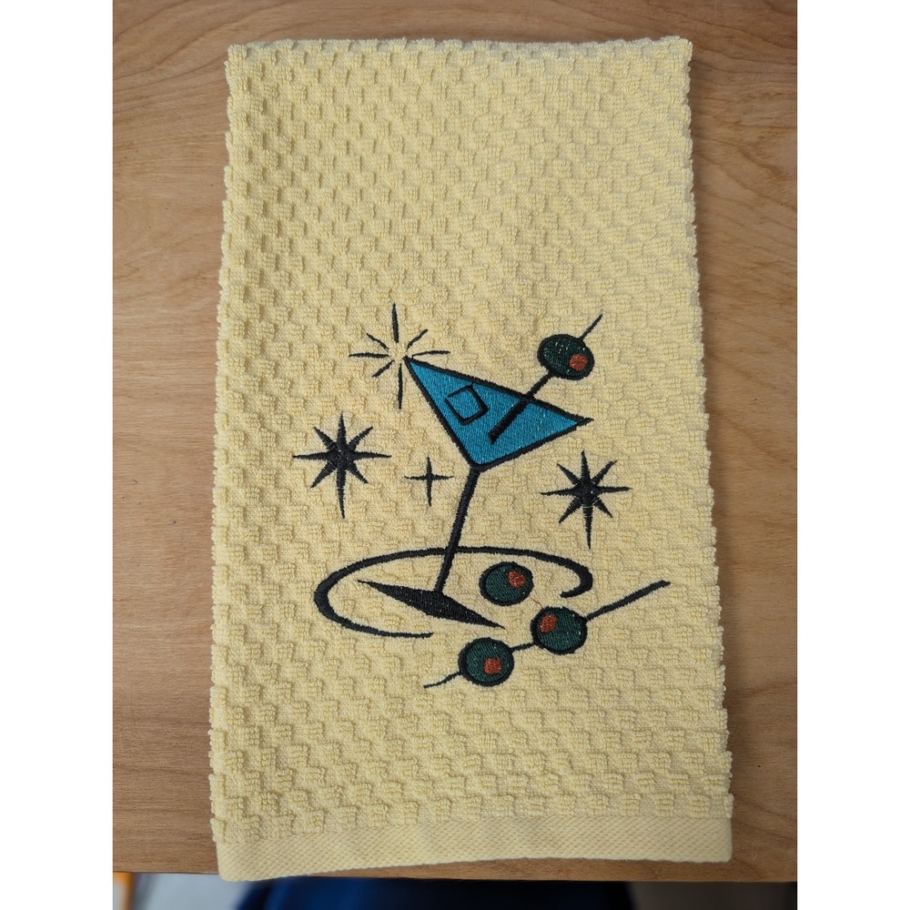Martini Time Retro Mid Century Modern Kitchen Bath Bar Towel Great Gift Idea!